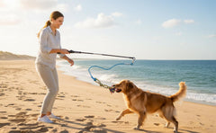 DIBBATU dog teaser wand with lure for outdoor training sessions.