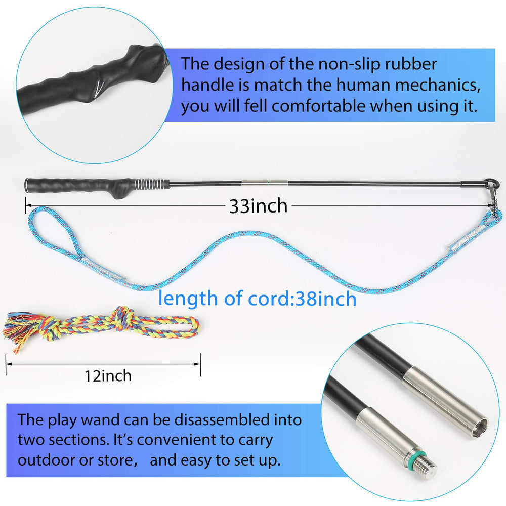 DIBBATU Flirt Pole rope end detachable for versatile toy options.