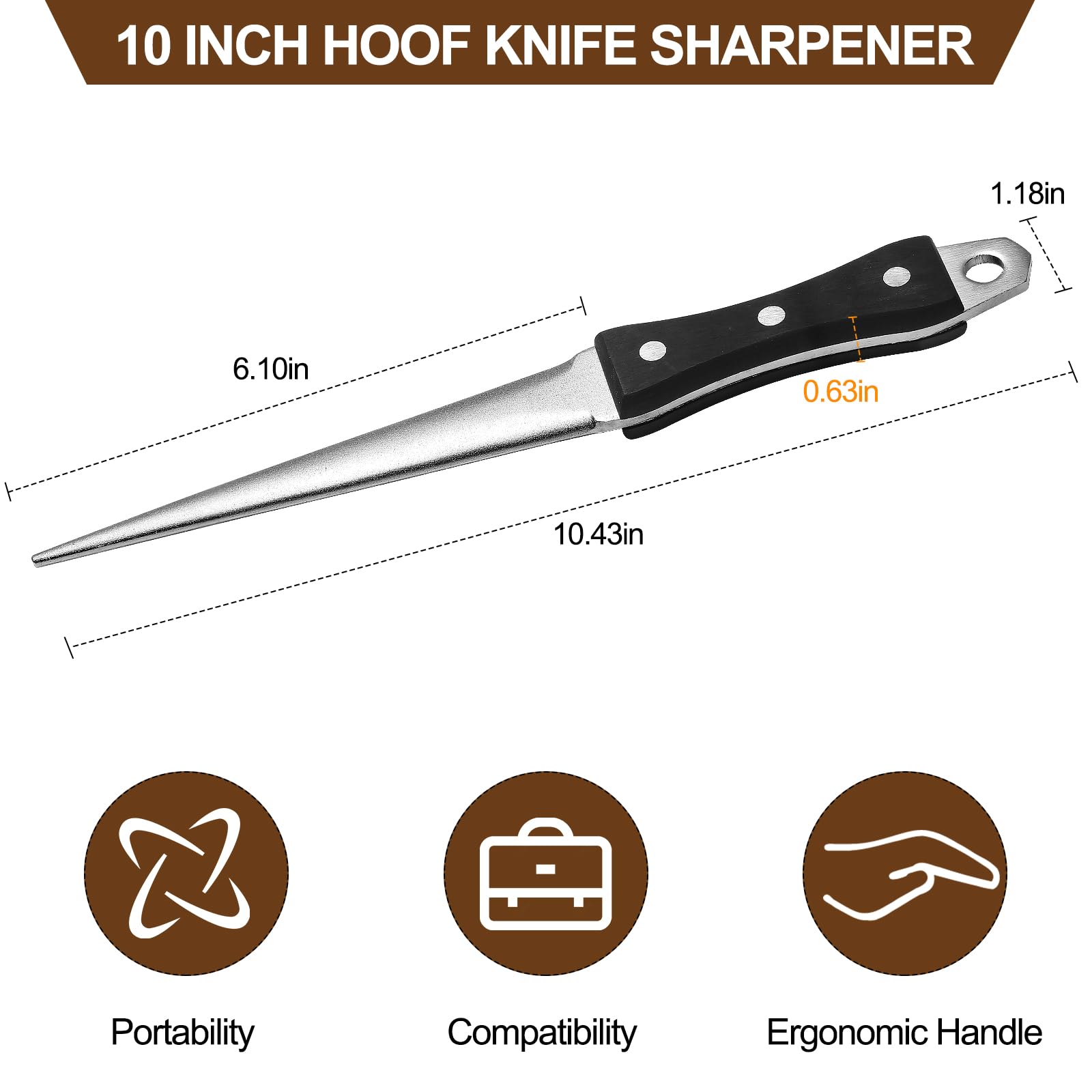 DICAFU 10-inch hoof knife sharpener aids durable edge restoration for professional farriers.