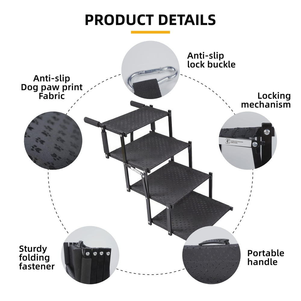 Dicprms non-slip surface for secure footing on each step.