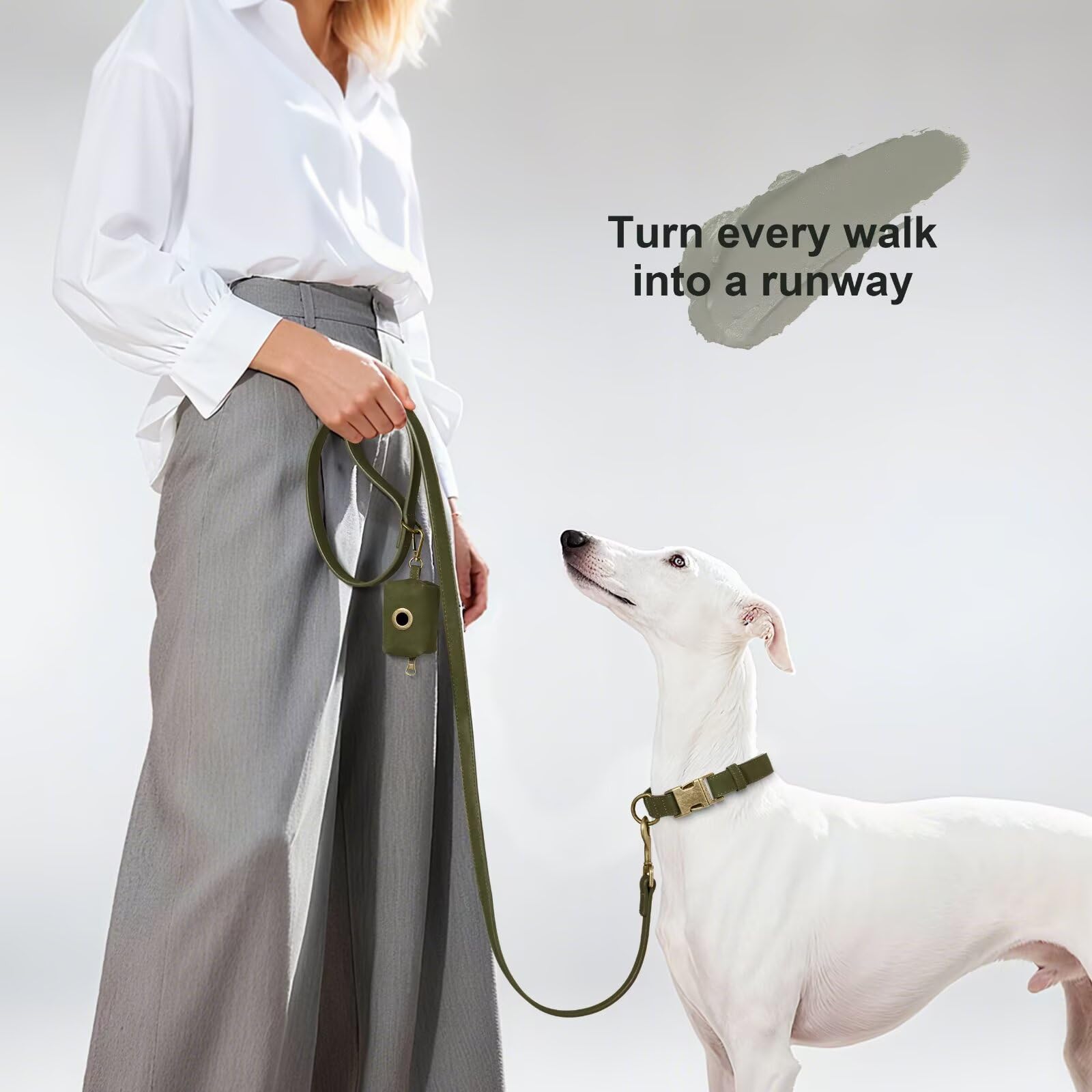 Didog easy-clean PU leather leash, quick wipe after outdoor adventures.
