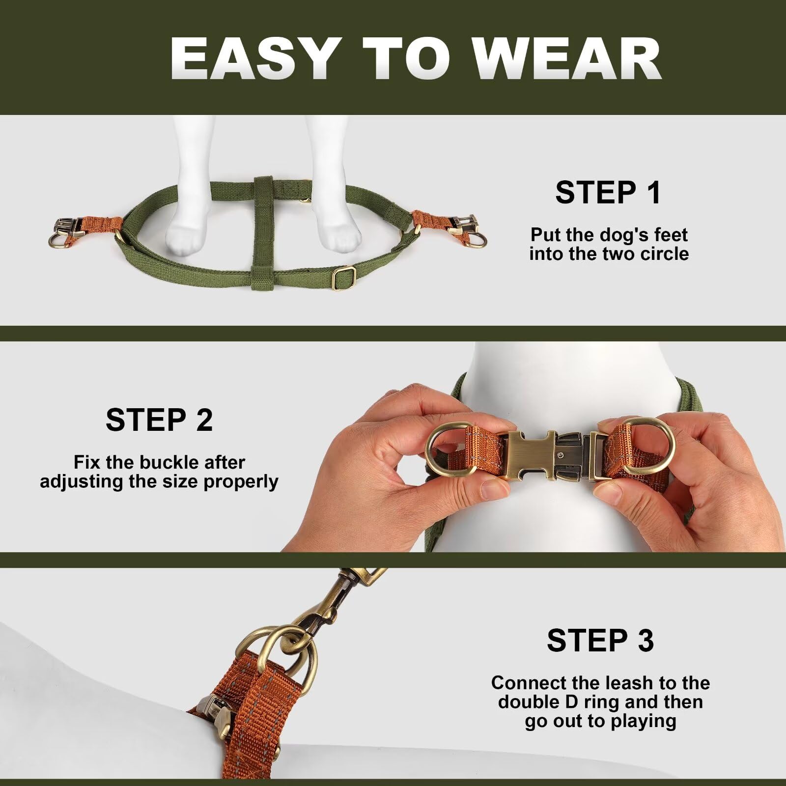 Didog easy-on-off harness design for quick wearing.