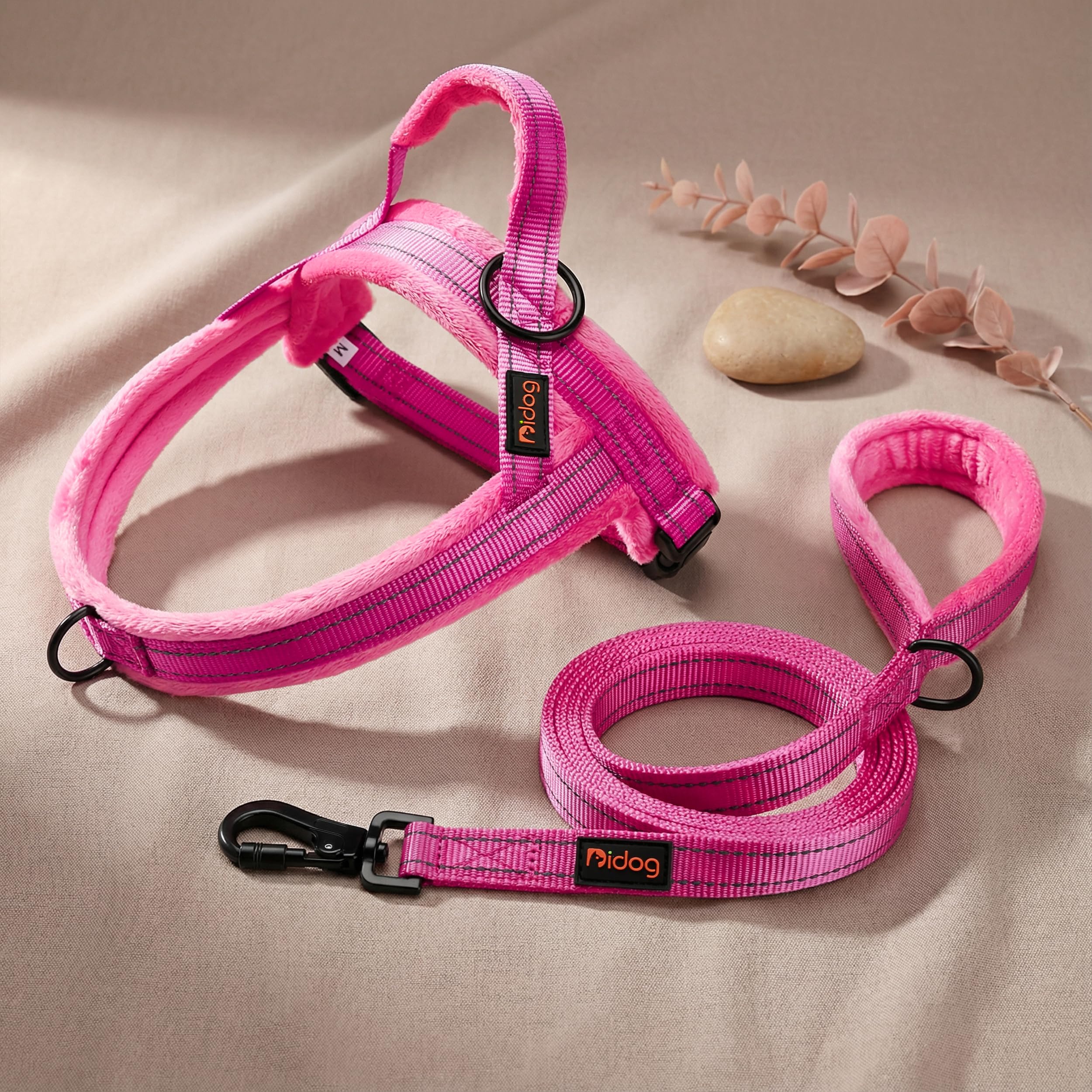 Didog hot pink dog vest harness adds bright style and easy visibility outdoors.