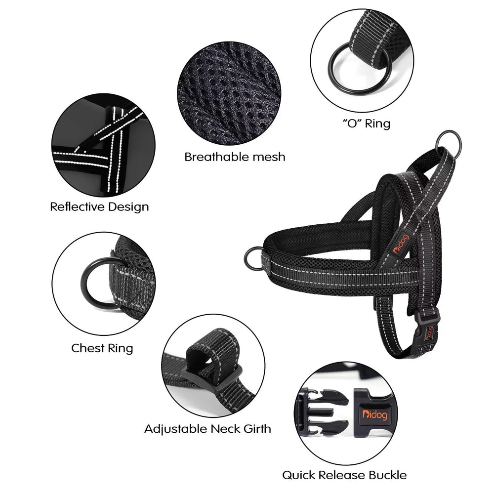 Didog No Pull Harness features one-buckle quick-fit for easy wearing.