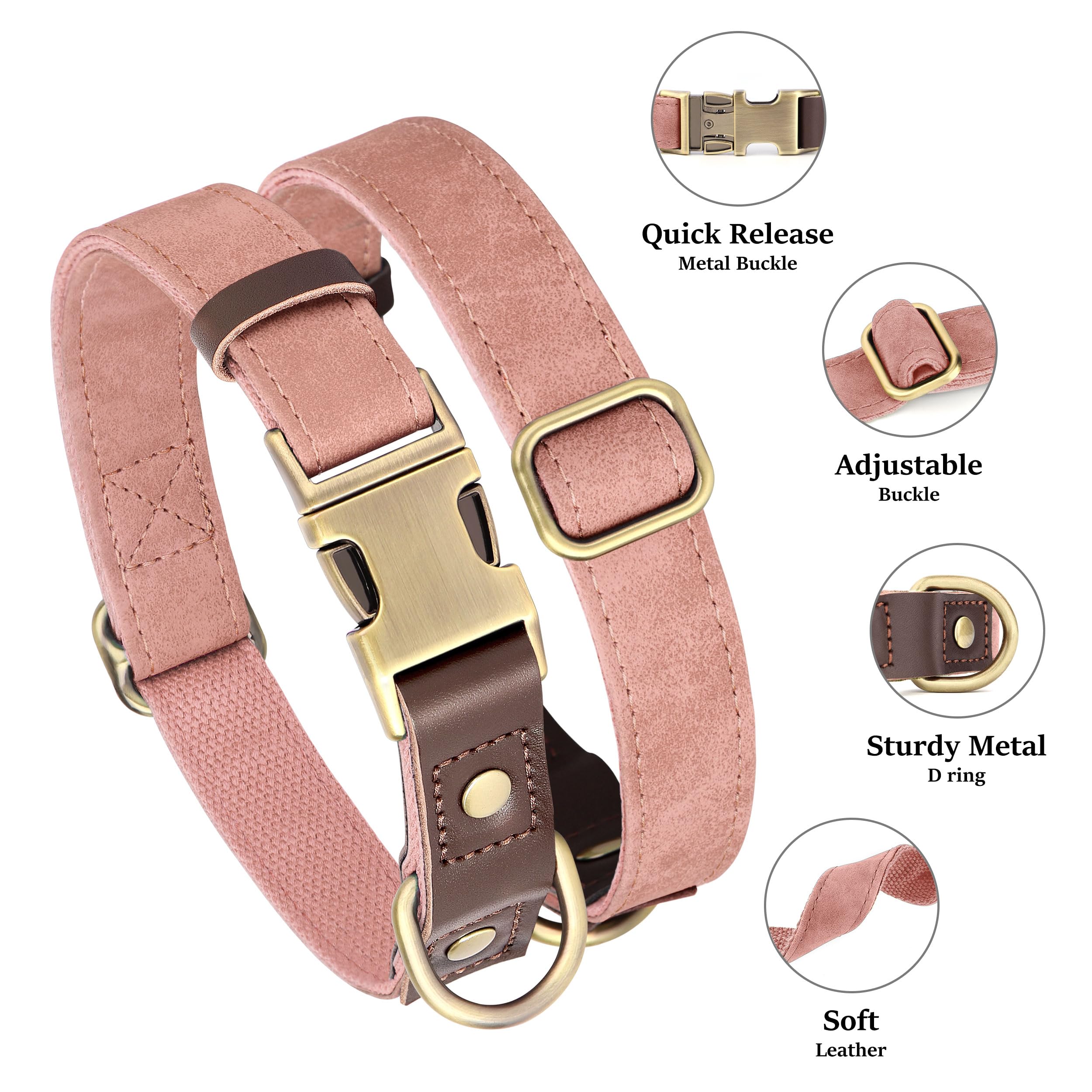 Didog pink collar—buckle closeup showing durable quick-release for easy wear.