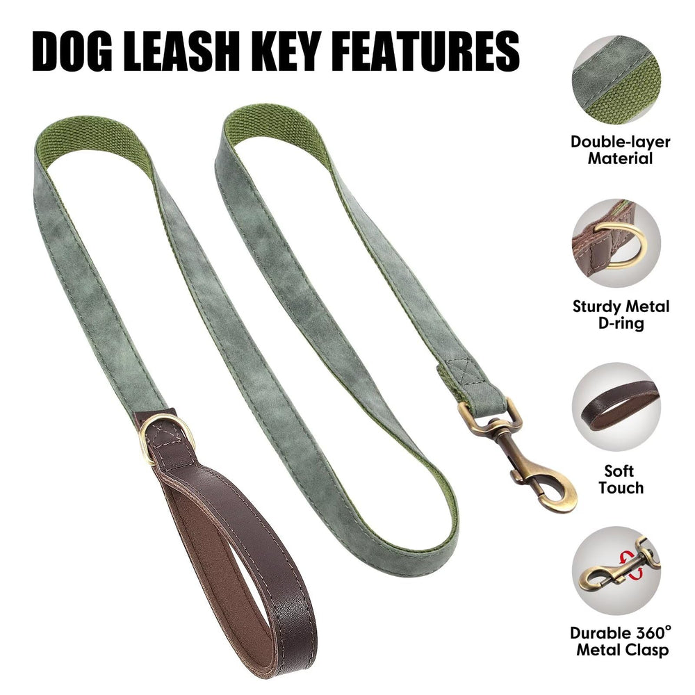 Didog lightweight PU leather leash with nylon interior for easy handling.