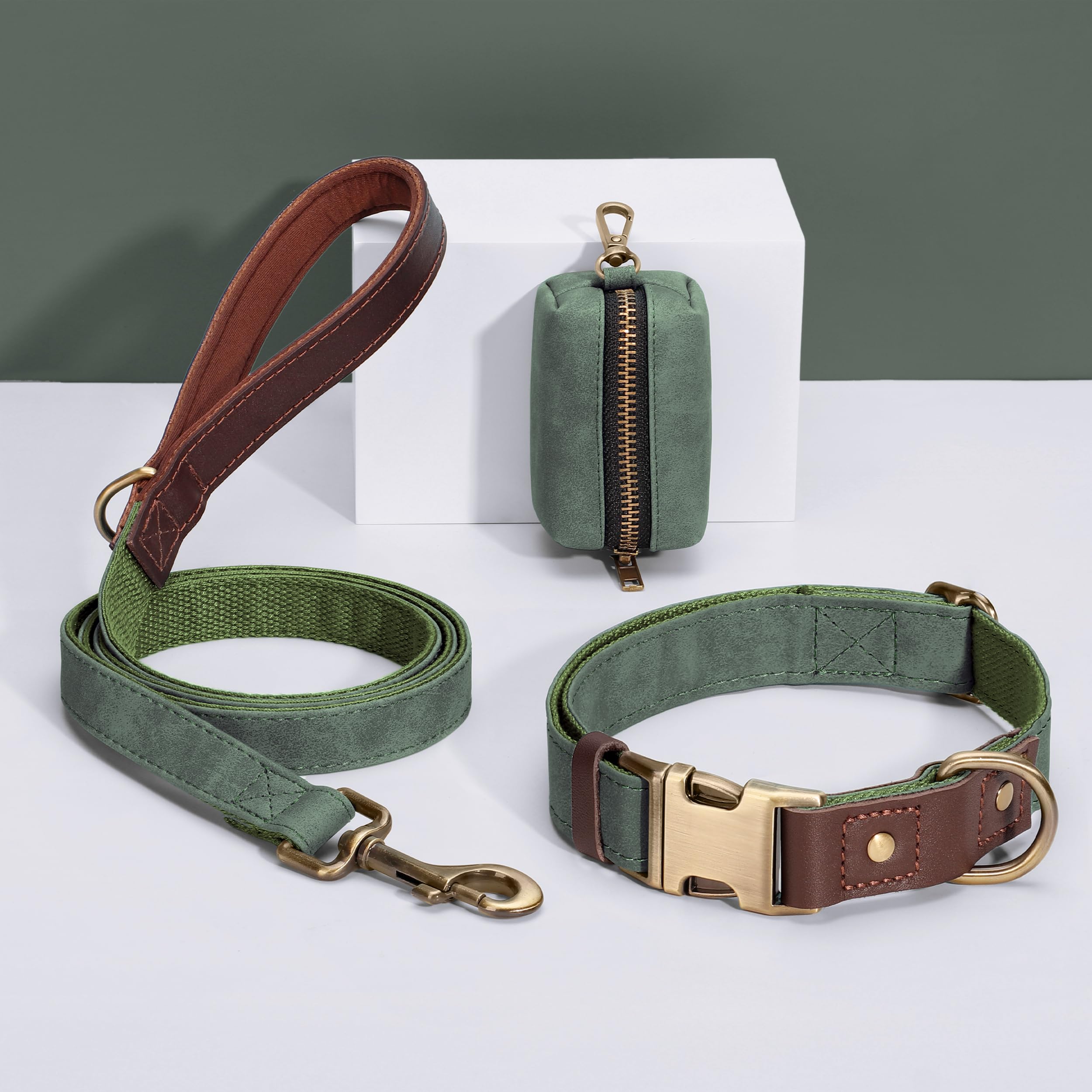 Didog rust-proof metal hardware on collar, green, for long-lasting use