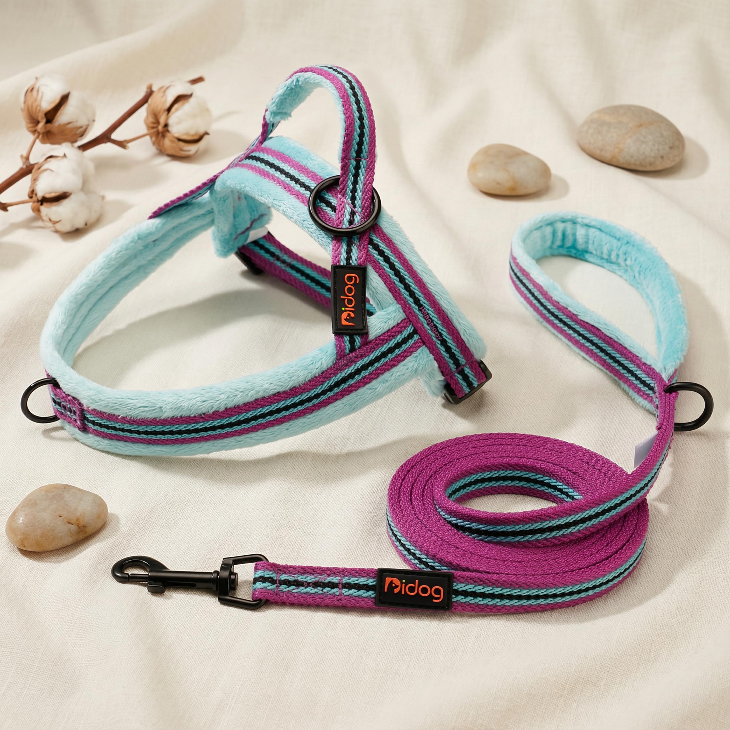Didog mixed-blue vest harness for gentle control on walks.
