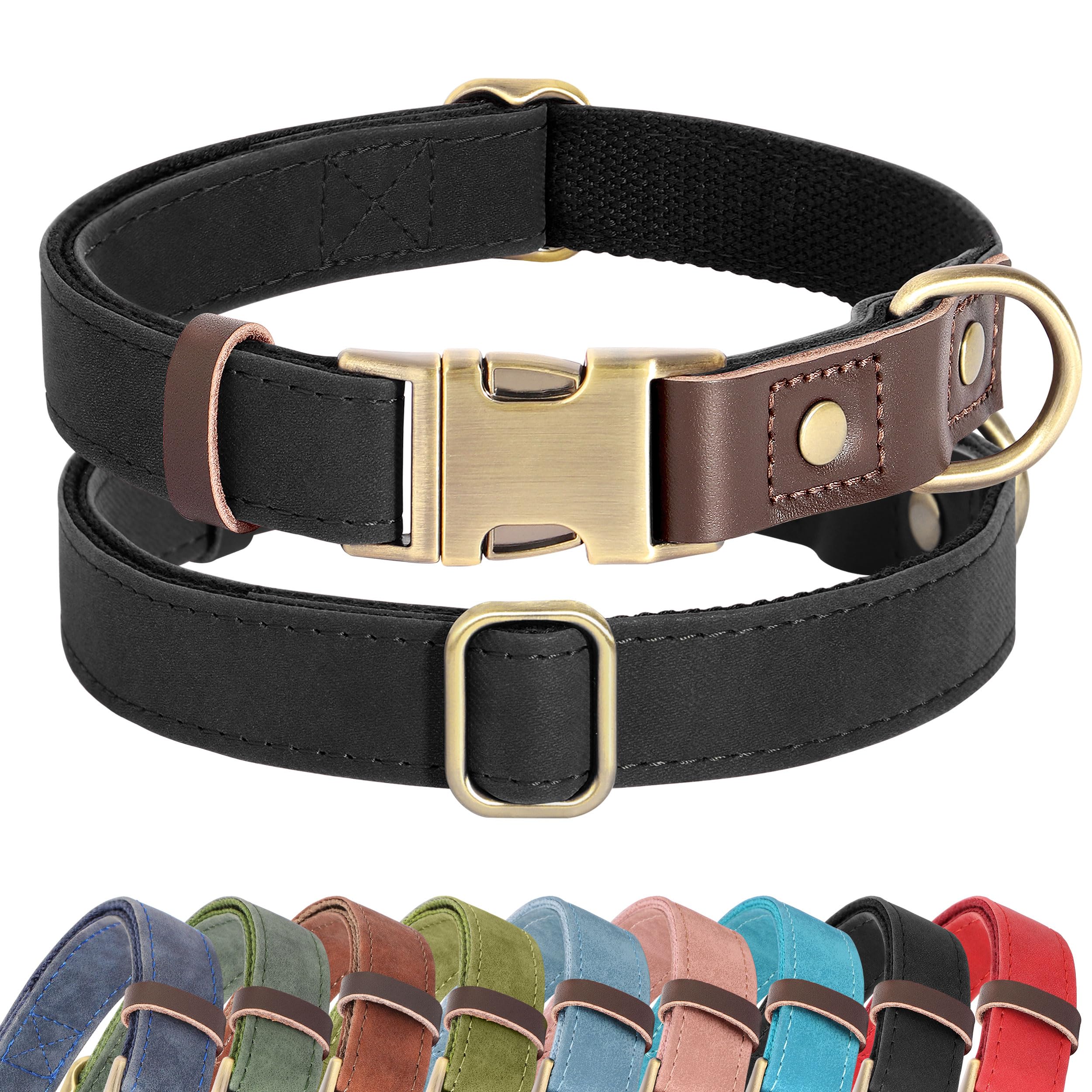 Didog Soft PU Leather collar for large dogs with 16-23 inch neck, comfortable daily wear.
