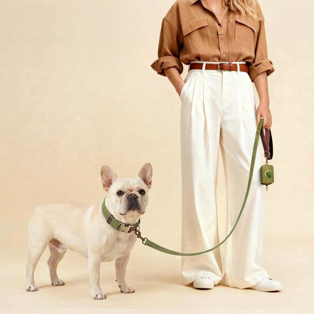 Didog olive green collar features soft nylon lining for skin-friendly comfort