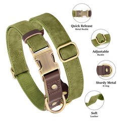 Didog olive green dog collar with quick-release buckle for easy on/off