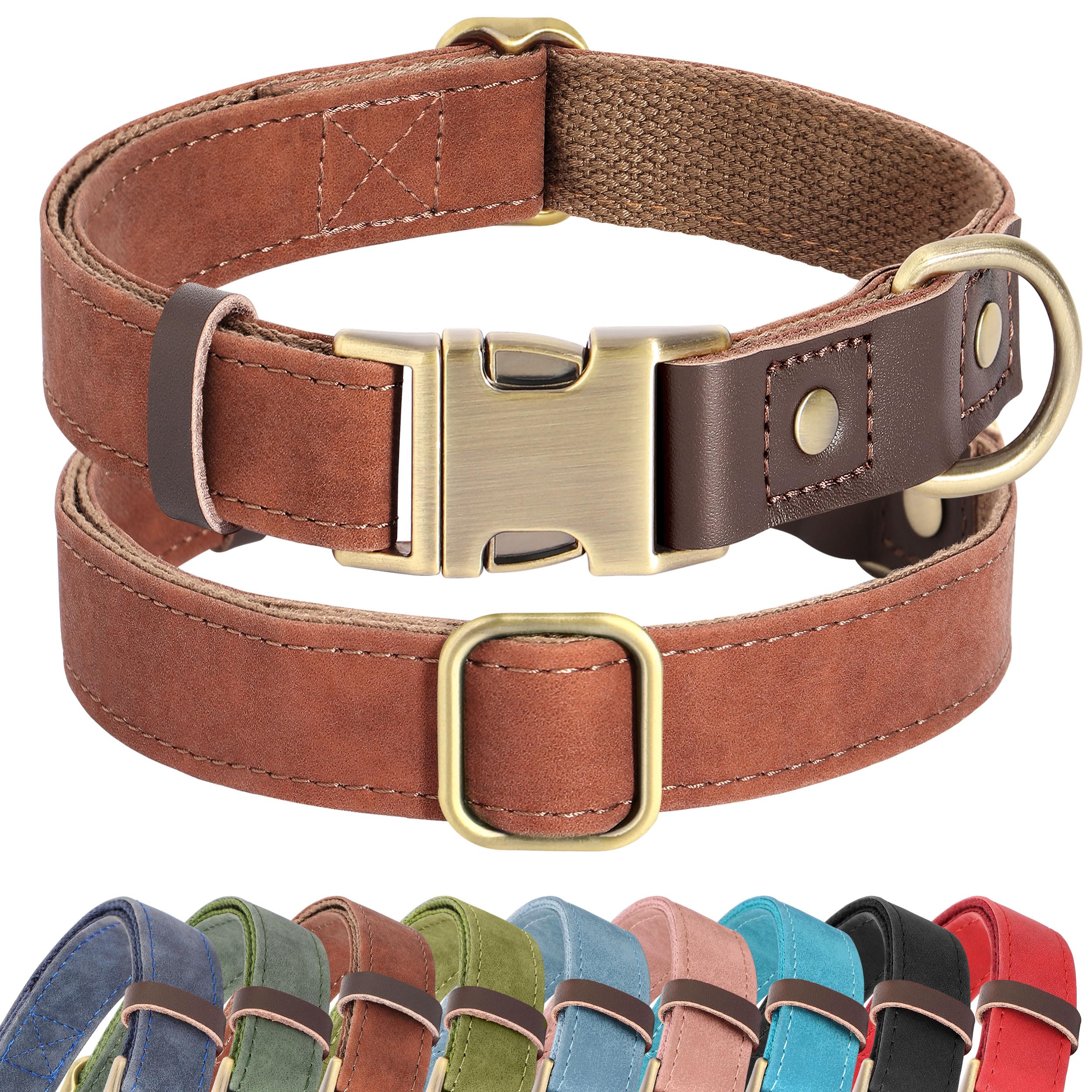 Didog soft PU leather collar for large dogs with comfortable all-day wear
