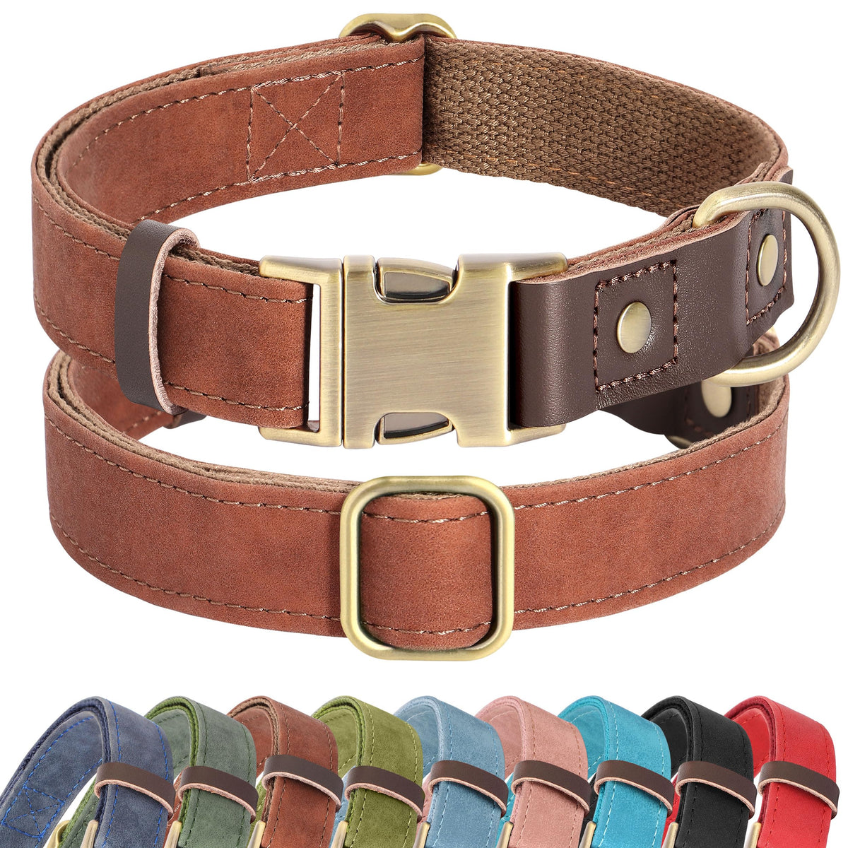 Didog soft PU leather collar for large dogs with comfortable all-day wear