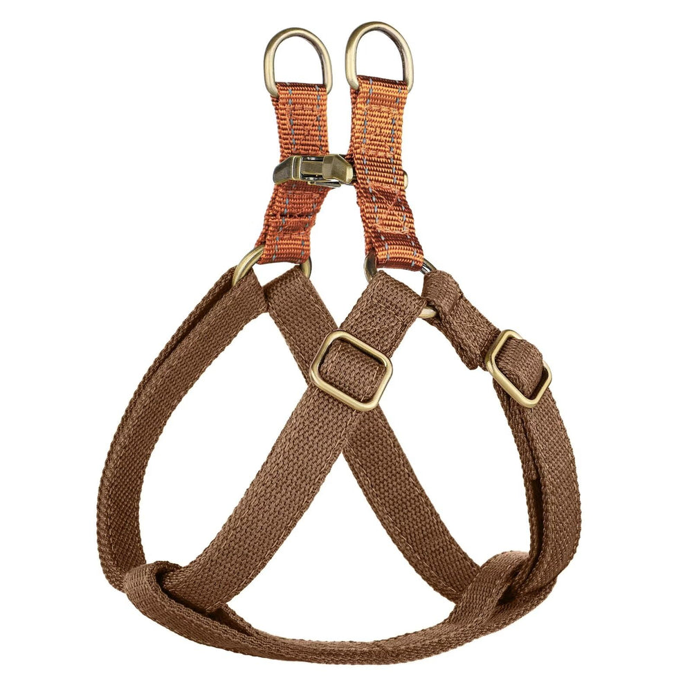 Didog Step-In harness brown side view for secure, comfy daily walks with small dogs
