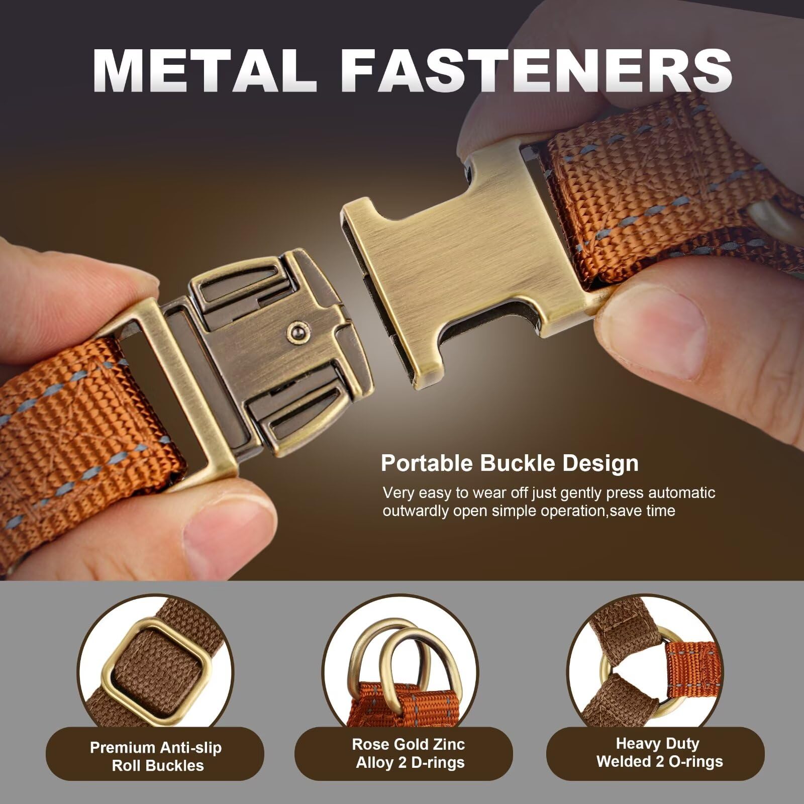 Didog Step-In harness metal buckles close-up showing durable hardware