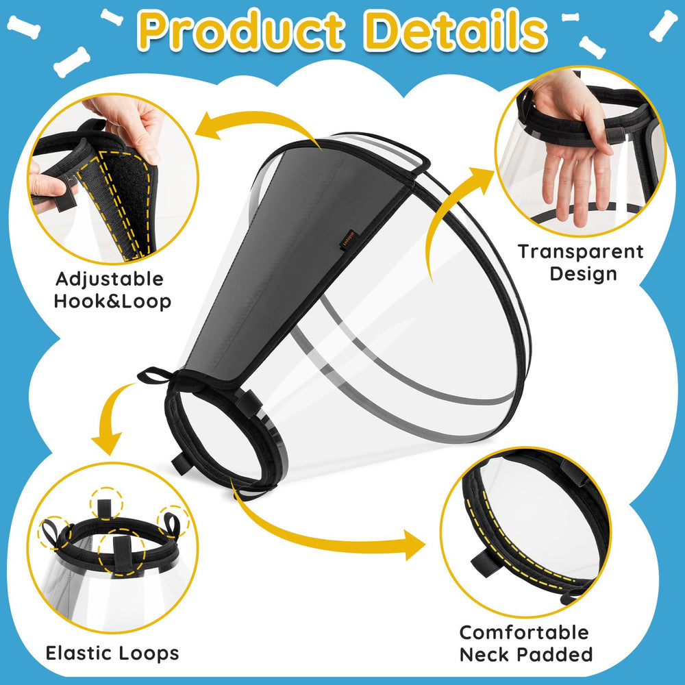 Didopet transparent collar demonstrates clear visibility to ease recovery and activities