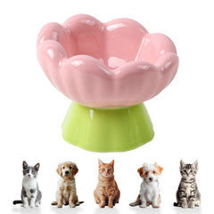 DIF DECO ceramic raised cat bowl pink with stable base for mess-free meals