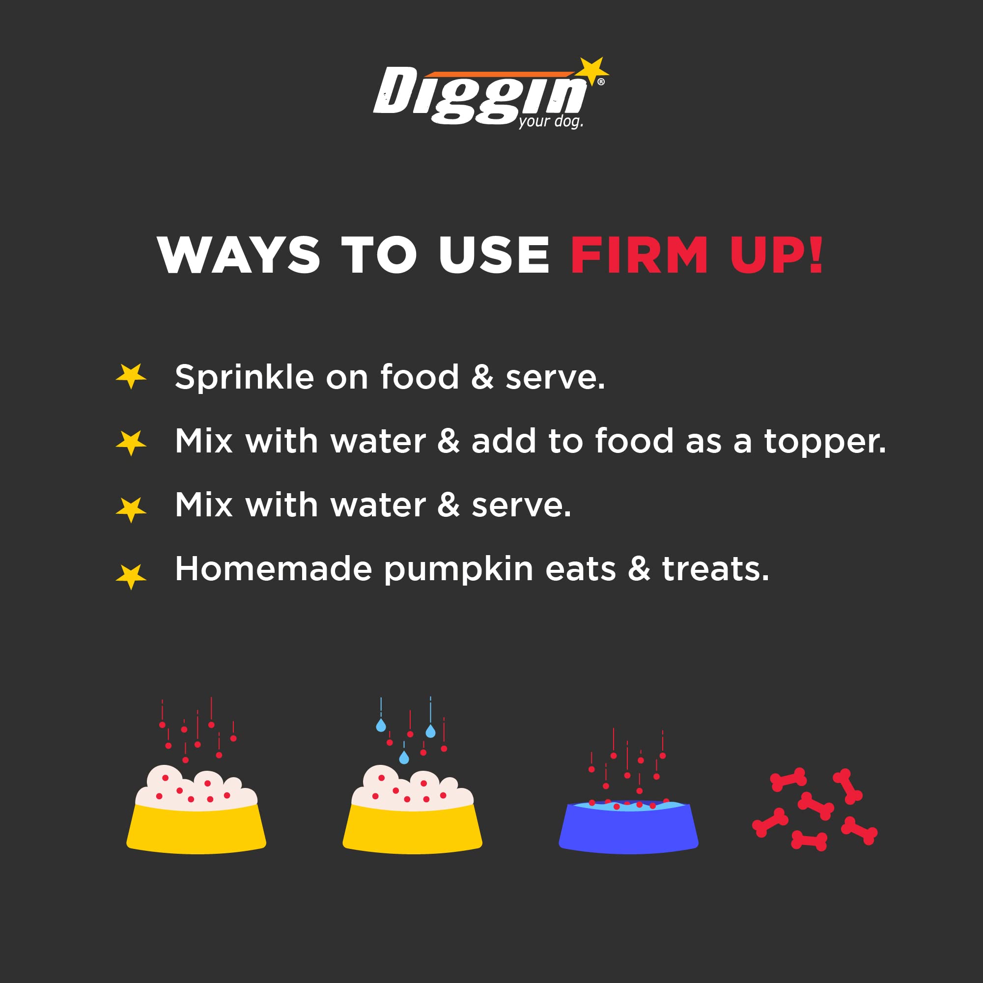 Diggin' Your Dog Firm Up on-the-go packaging for travel and quick servings.