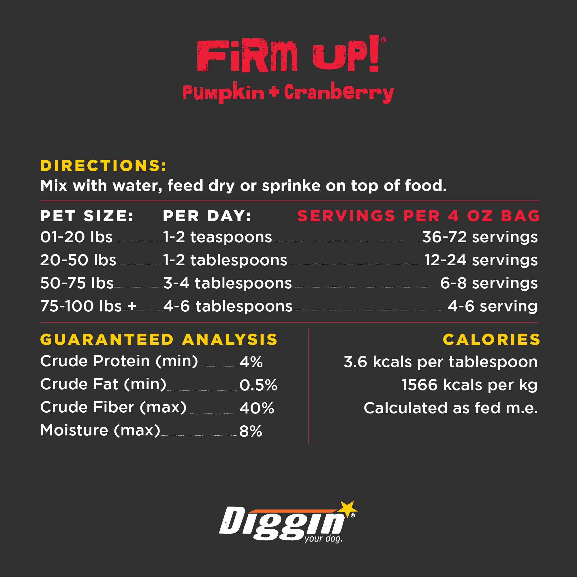 Diggin' Your Dog Firm Up simple three-ingredient formula for picky eaters.