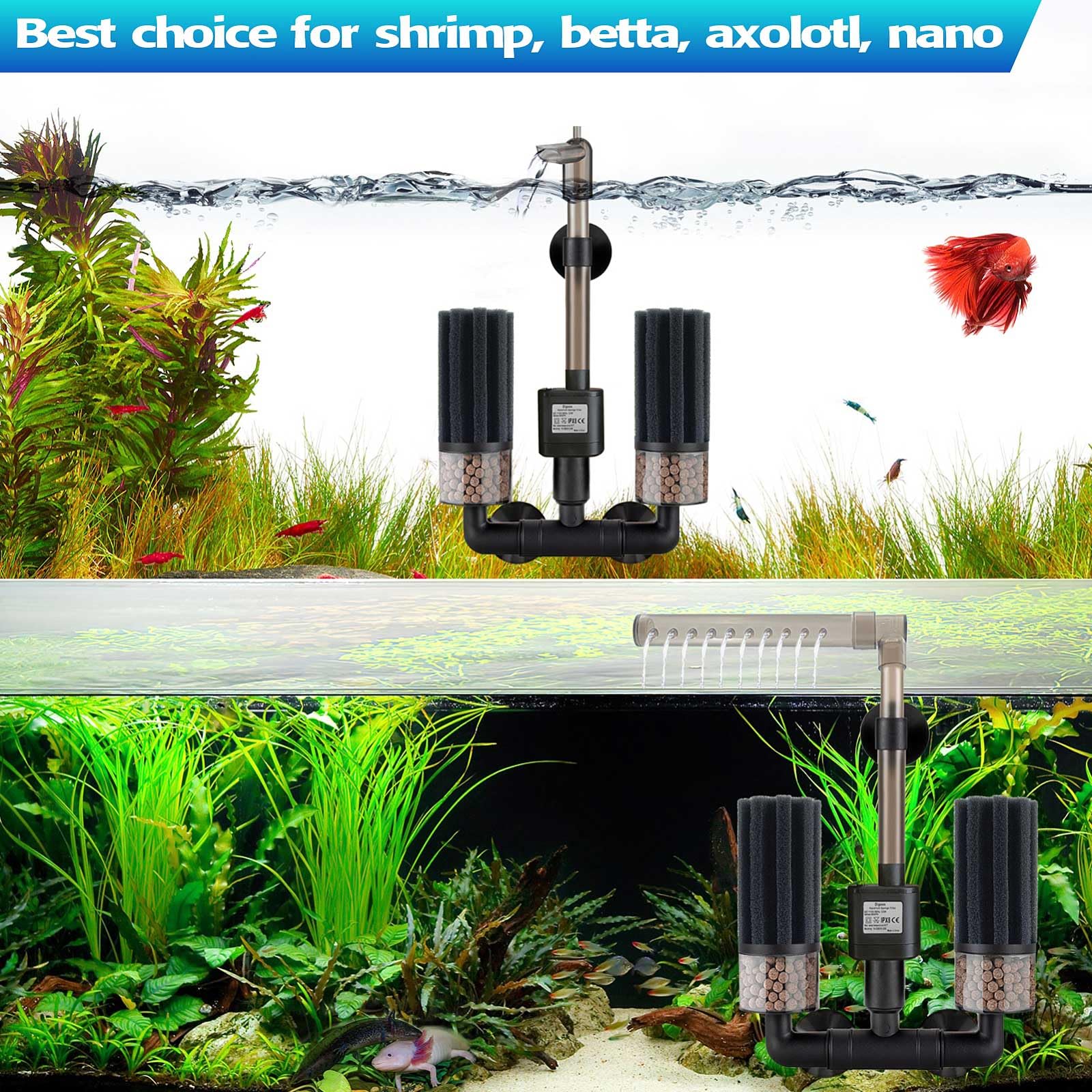 Digoos internal filter suitable for freshwater and saltwater tanks
