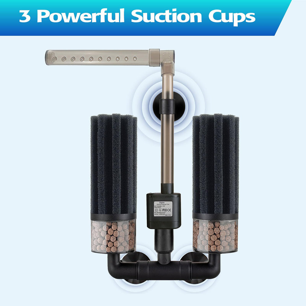 Digoos rain bar option provides soft, even water flow for shrimp and fry.