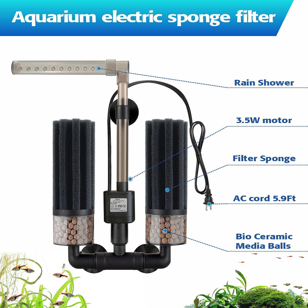 Digoos submersible motor ensures quiet water circulation in nano tanks.