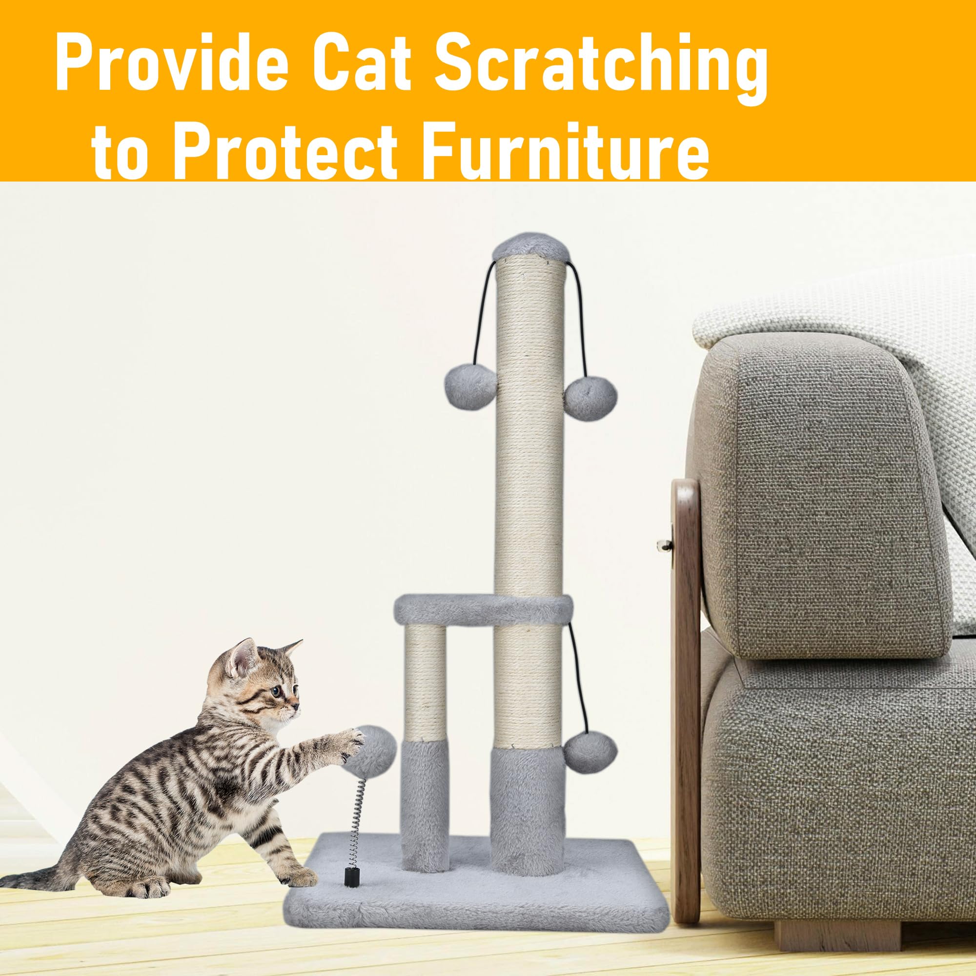 Dimaka tall cat scratching post double lower posts boost stability