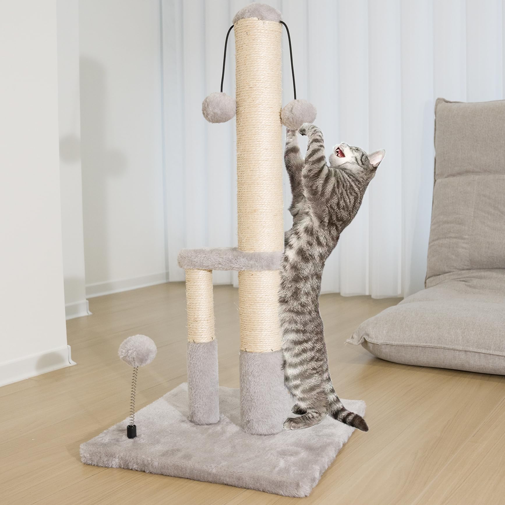 Dimaka tall cat scratching post large base for improved stability