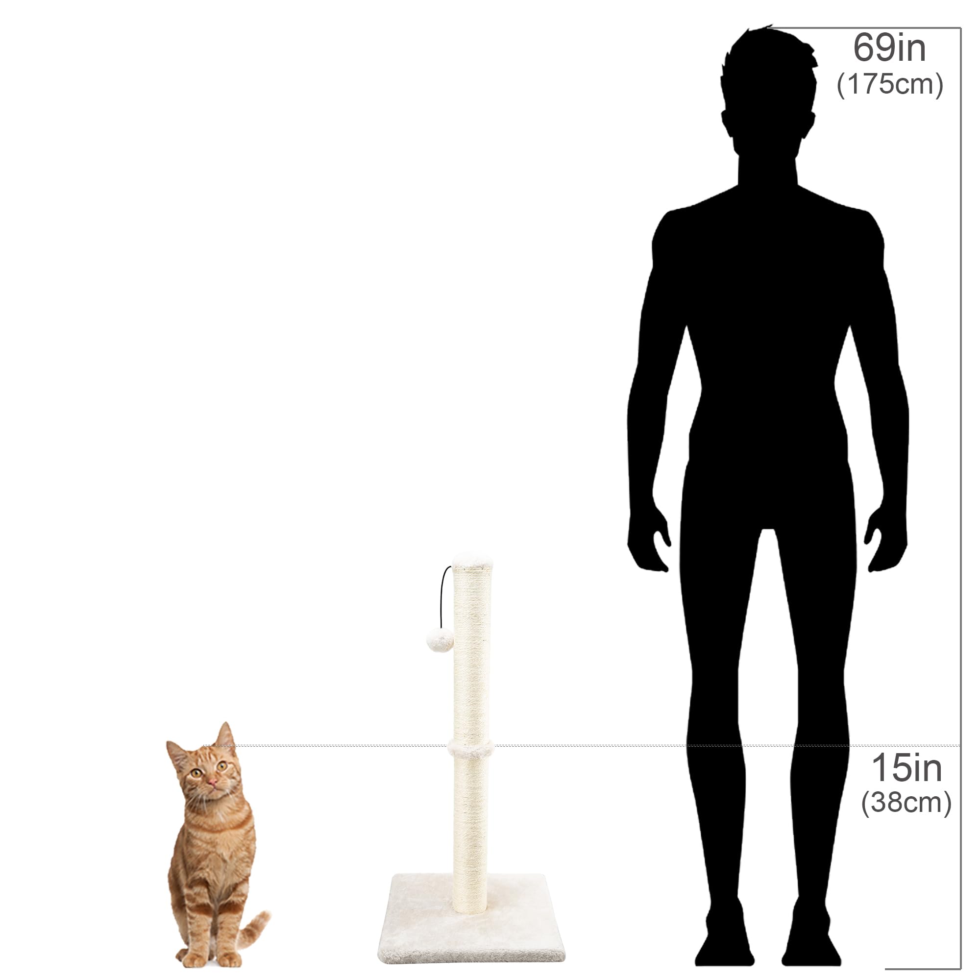 Dimaka vertical post suited for standard-sized cats for scratching.