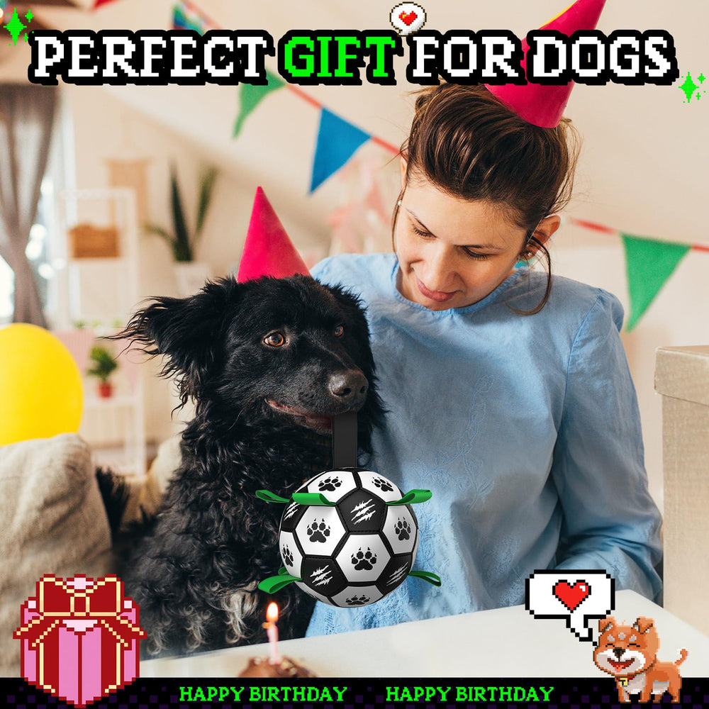 Diman black and white dog soccer ball for small to medium dogs