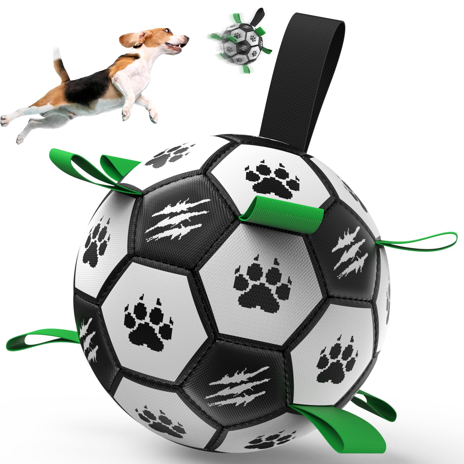Diman dog soccer ball with straps for easy pickup and interactive fetch sessions