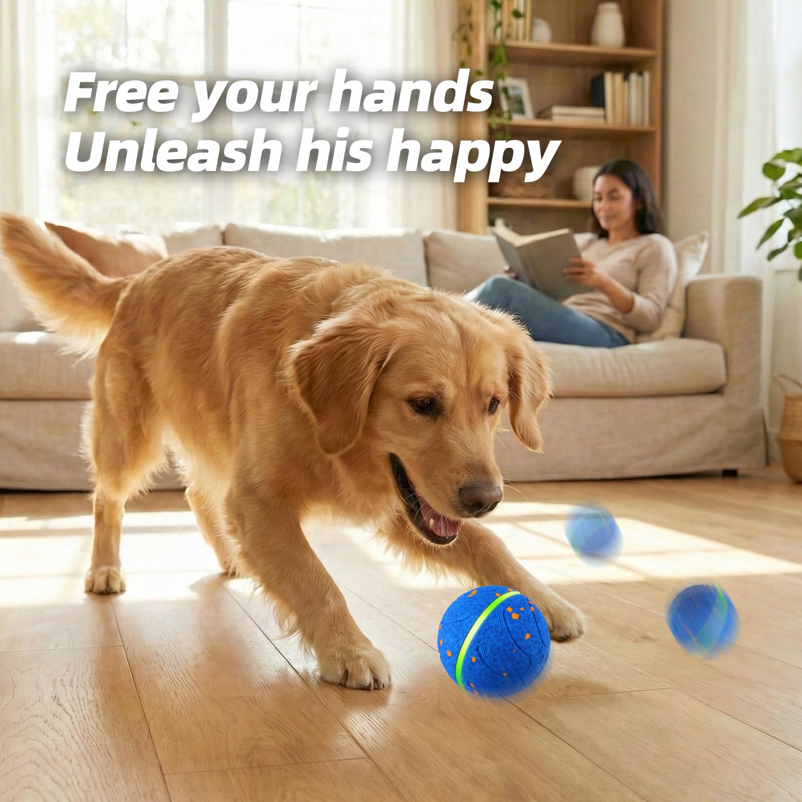 Diman rotating ball design keeps dogs engaged with unpredictable motion.