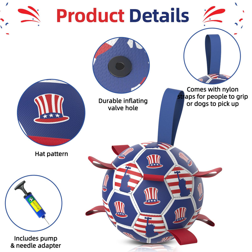 Diman dog toy soccer ball with included pump for easy inflation.