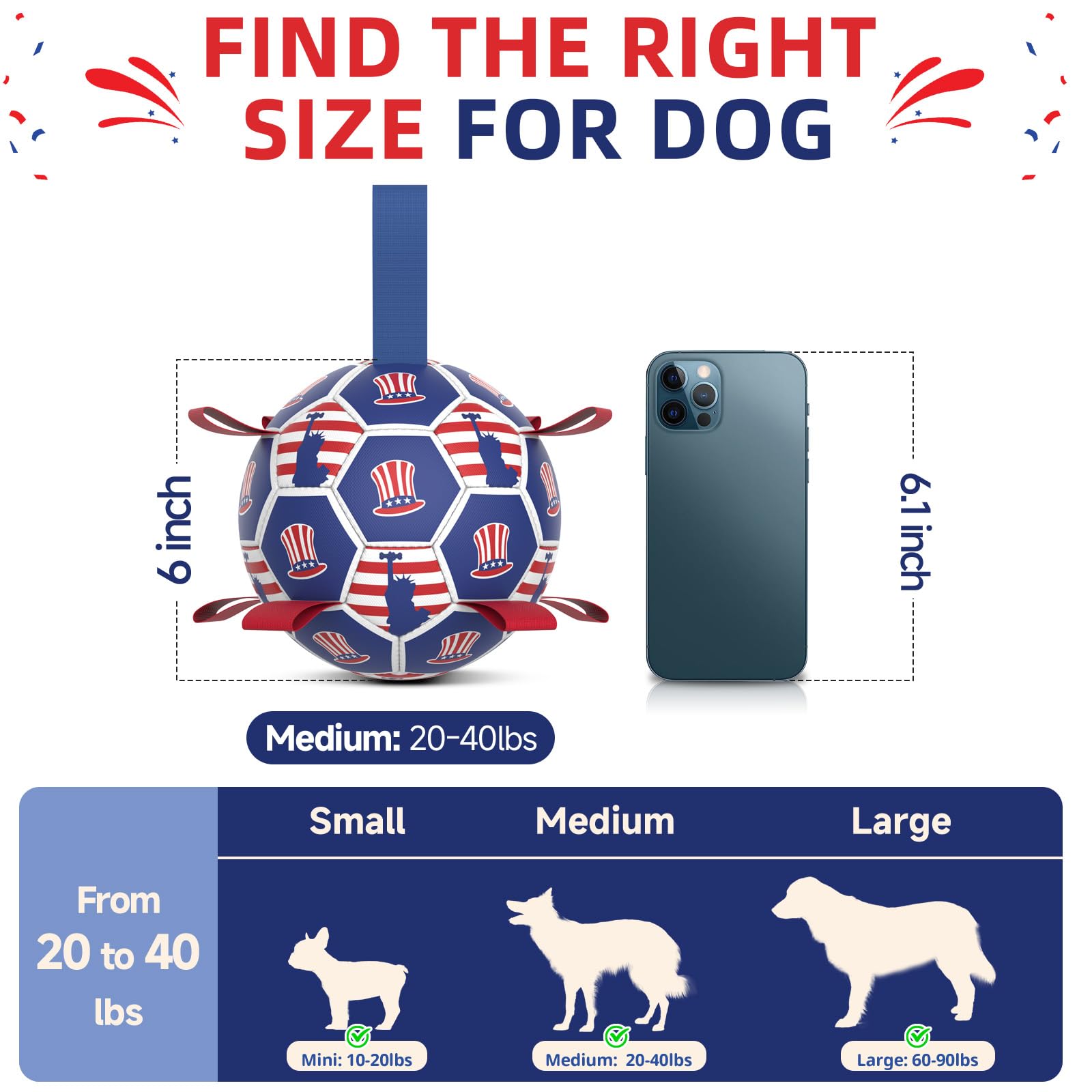 Diman dog toy soccer ball in medium size for dogs 20–40 lb.