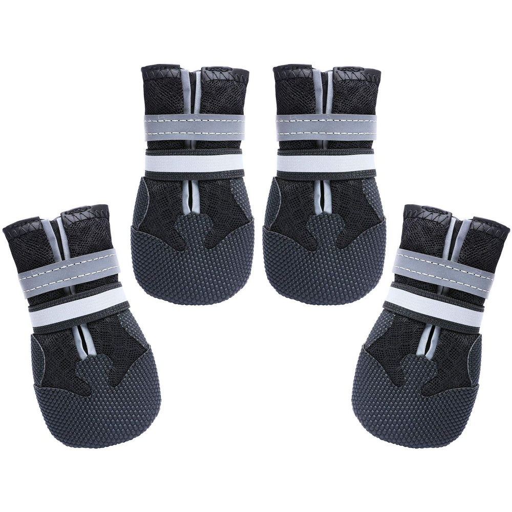 Dimicoo dog boots front view showcases breathable mesh for all-season paw protection