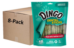 Dingo dental stick fresh-breath close-up showing chew action.