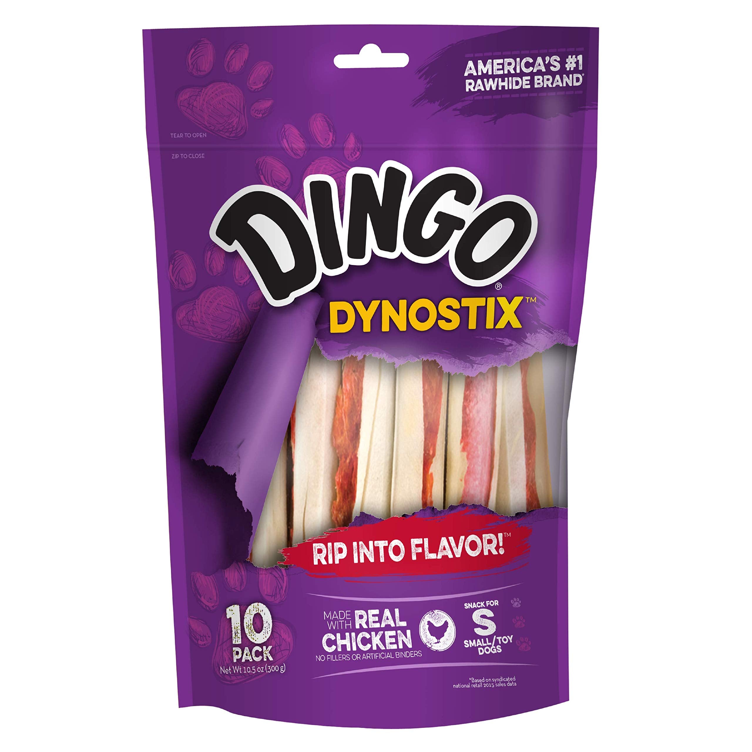 Dingo Dynostix real chicken flavor close-up enticing chew