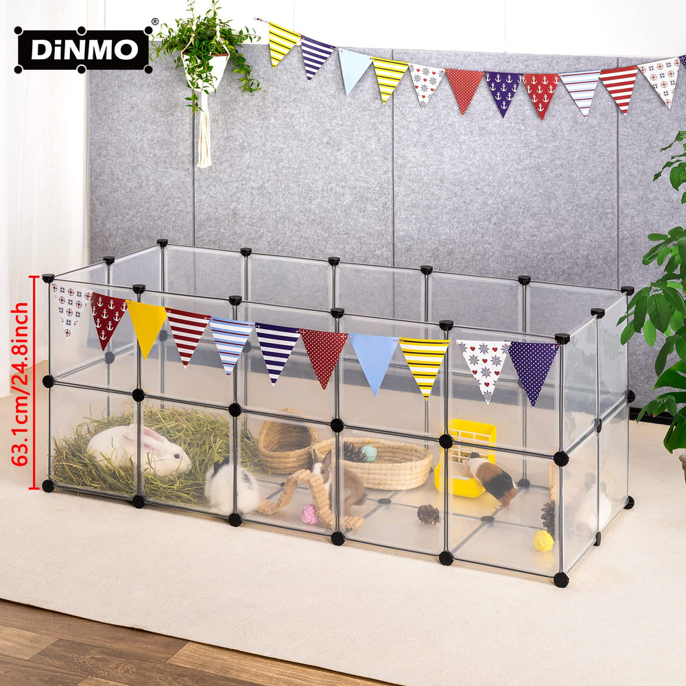 DINMO guinea pig playpen 24-inch height deters jumping while keeping pets safe.