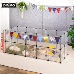 DINMO guinea pig playpen 24-inch height deters jumping while keeping pets safe.