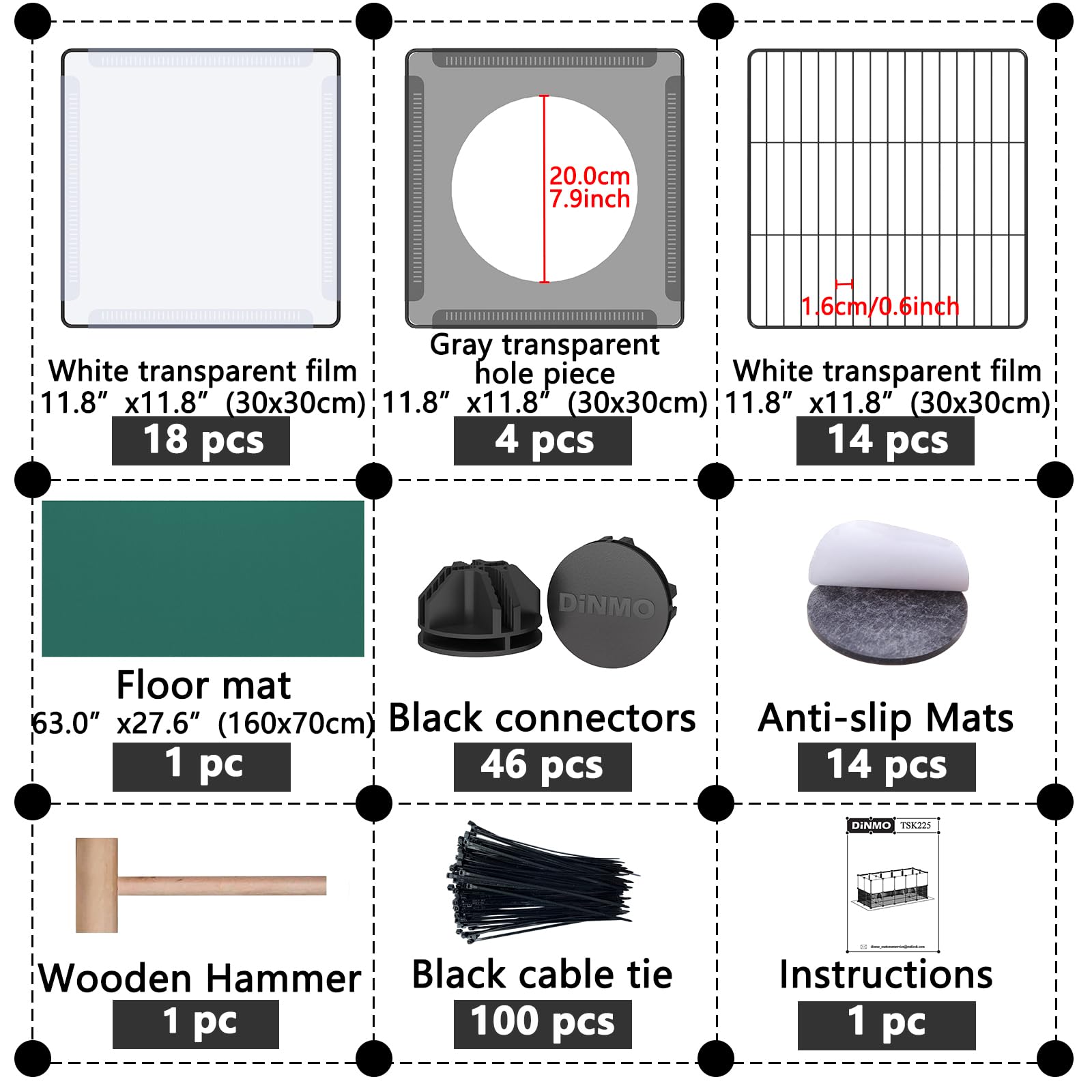 DINMO playpen non-slip pads prevent sliding and floor damage during play.