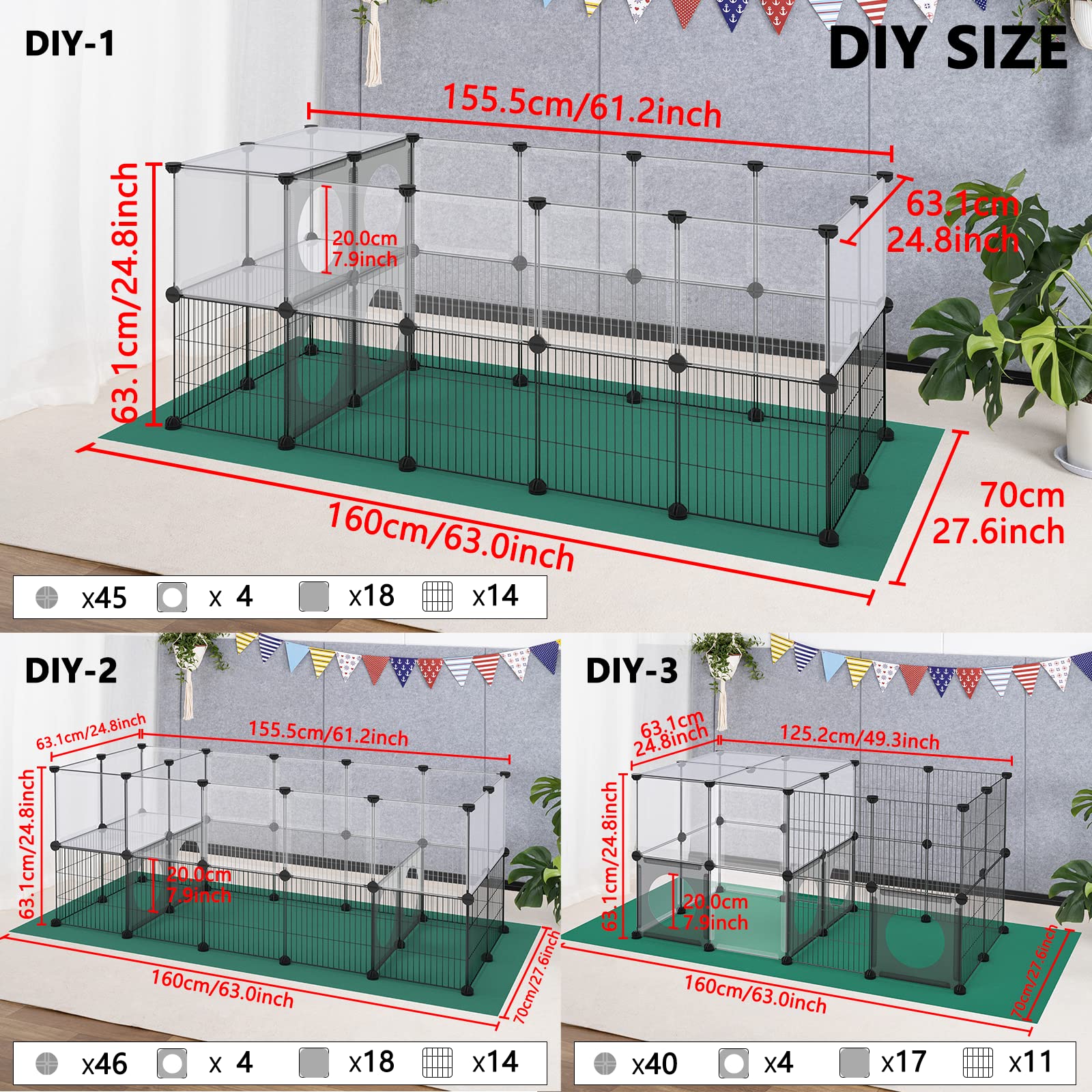 DINMO playpen oxford cloth floor mats protect floors and cushion paws.