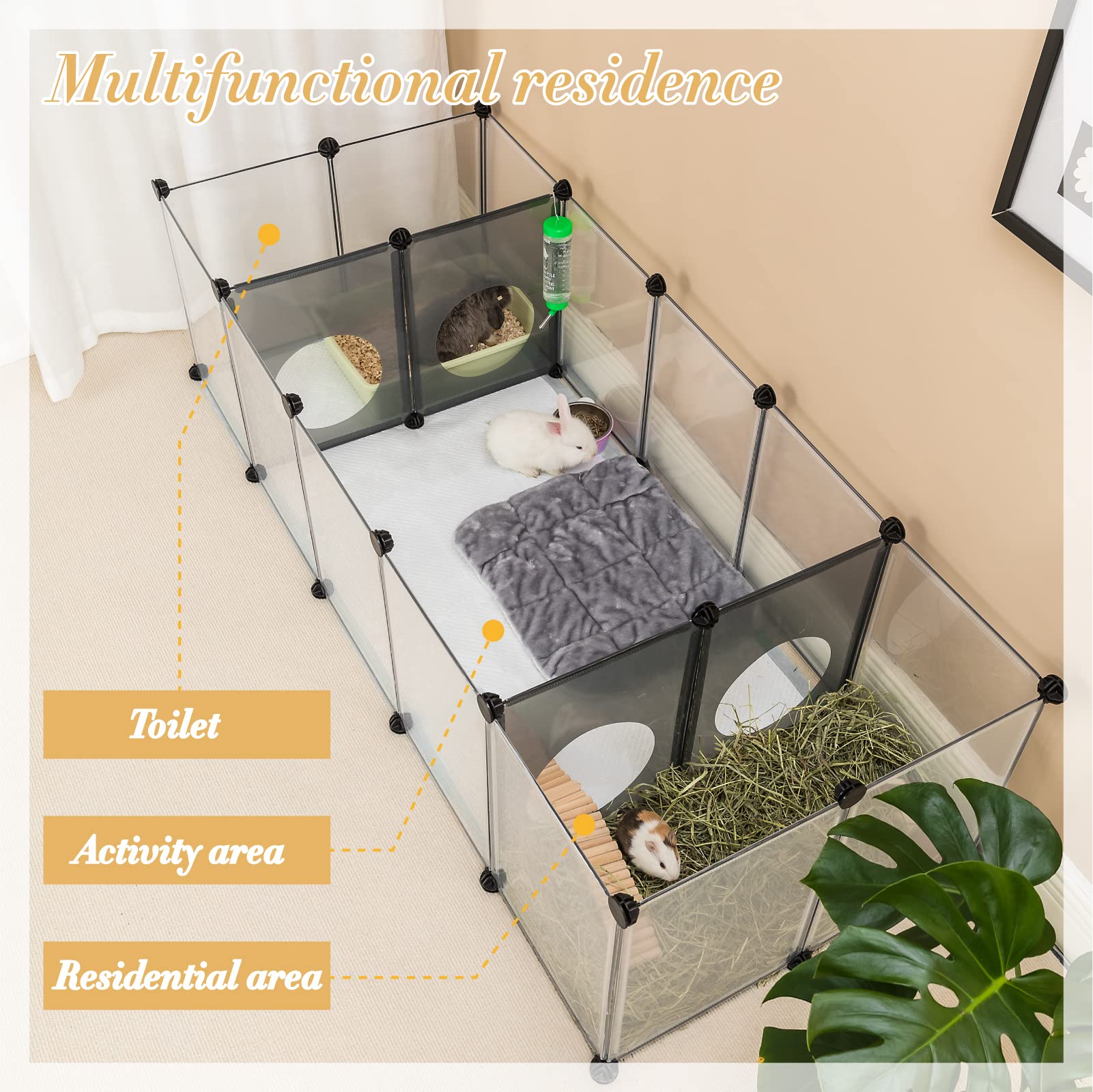 DINMO rabbit playpen easy-assembly kit, quick setup with rubber hammer