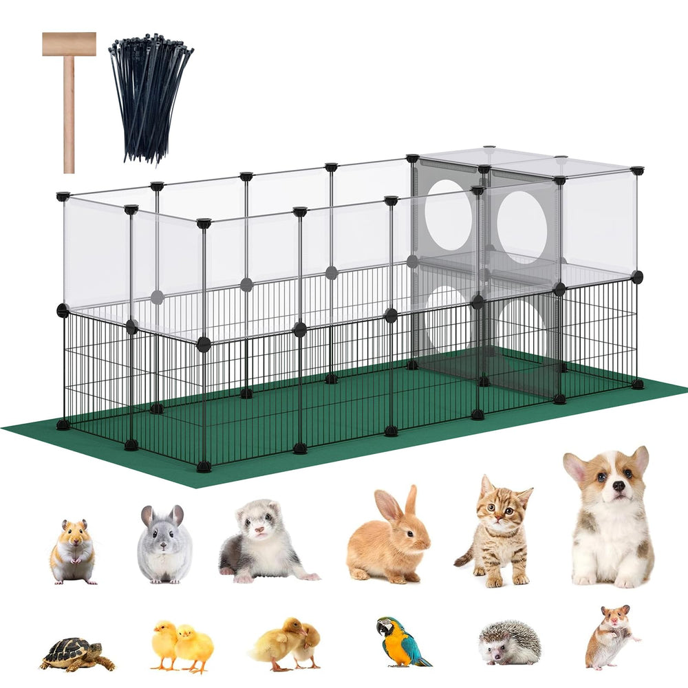 DINMO small animal playpen with 24-inch height and clear panels for easy supervision.