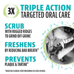 Dinovite small-breed dental chews emphasize plaque prevention.