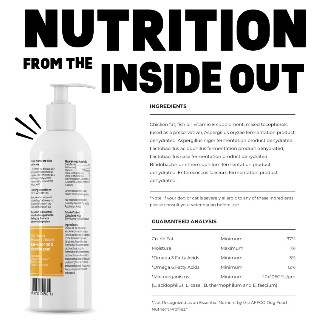 16 oz packaging from Dinovite Lickochops for home use.