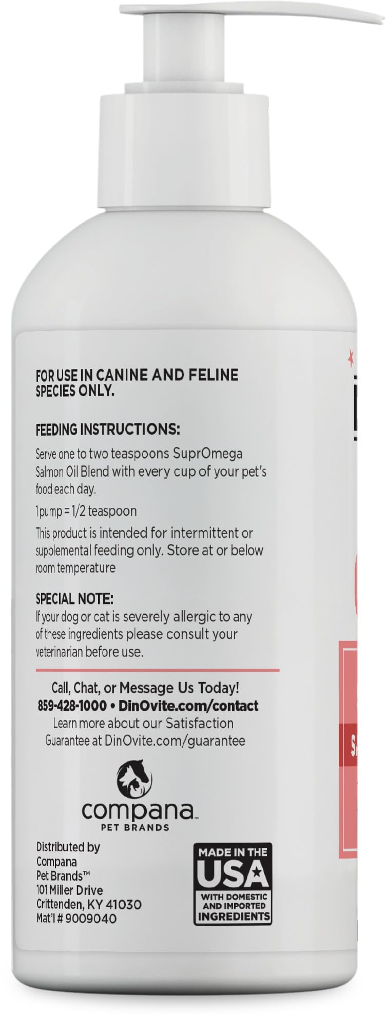 Dinovite SuprOmega oil rich in EPA and DHA for pets' immune-friendly support.