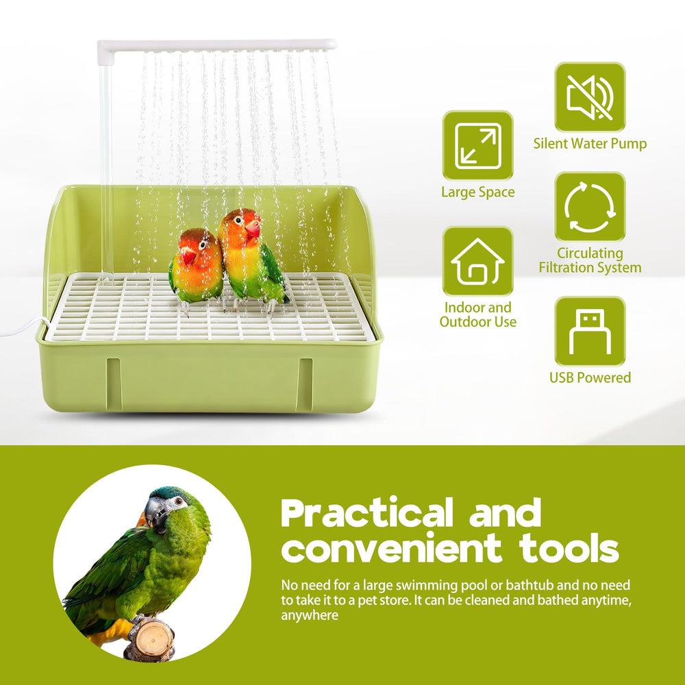 DINTSTYLE integrated-shower-bath promotes easy soaking and rinsing for birds