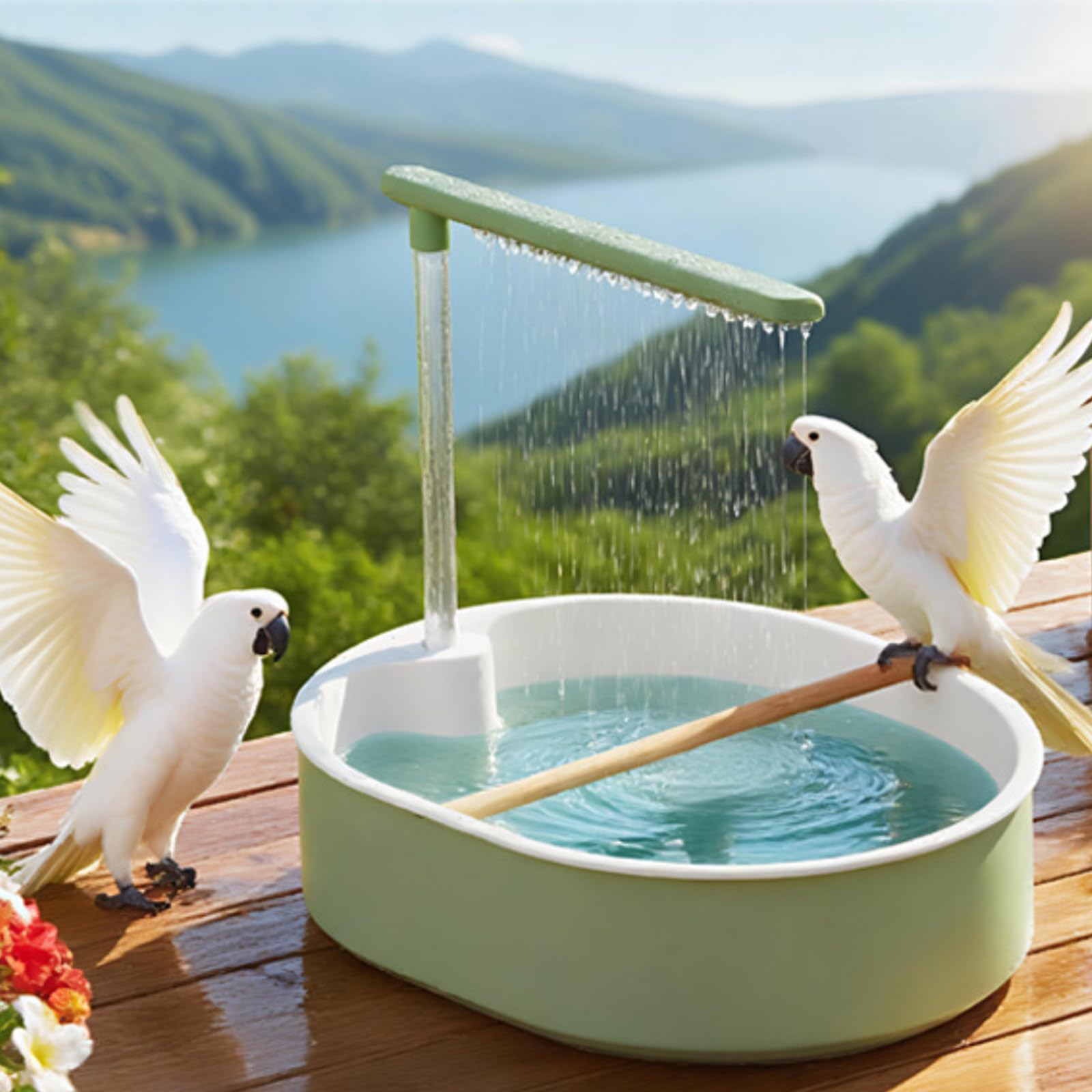DINTSTYLE spacious basin allows several birds to bathe simultaneously.