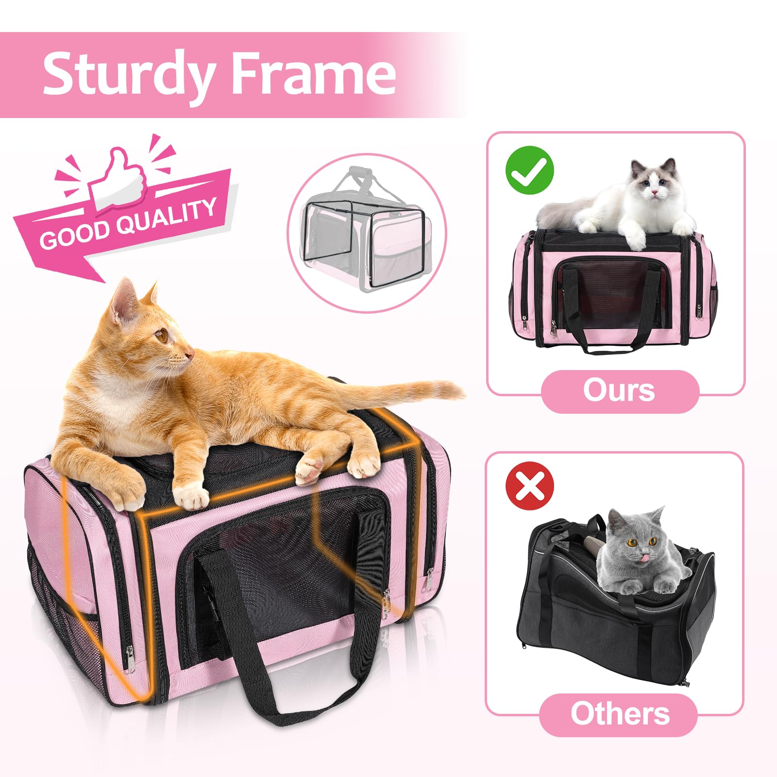 Discala ventilated mesh panel ensures airflow for pets