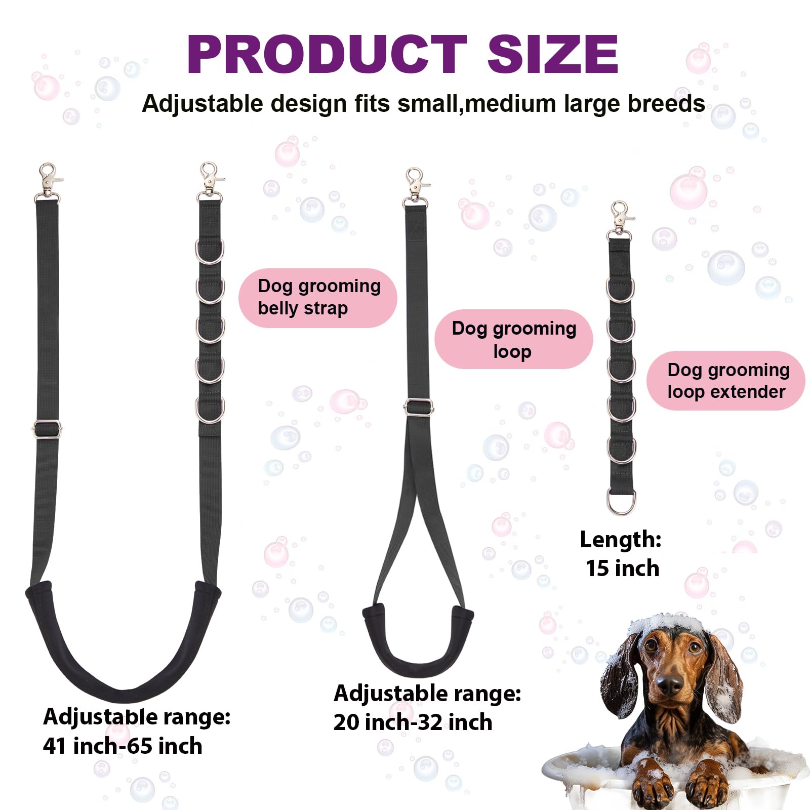 DISCPETSEC adjustable belly strap fits all breeds for secure grooming